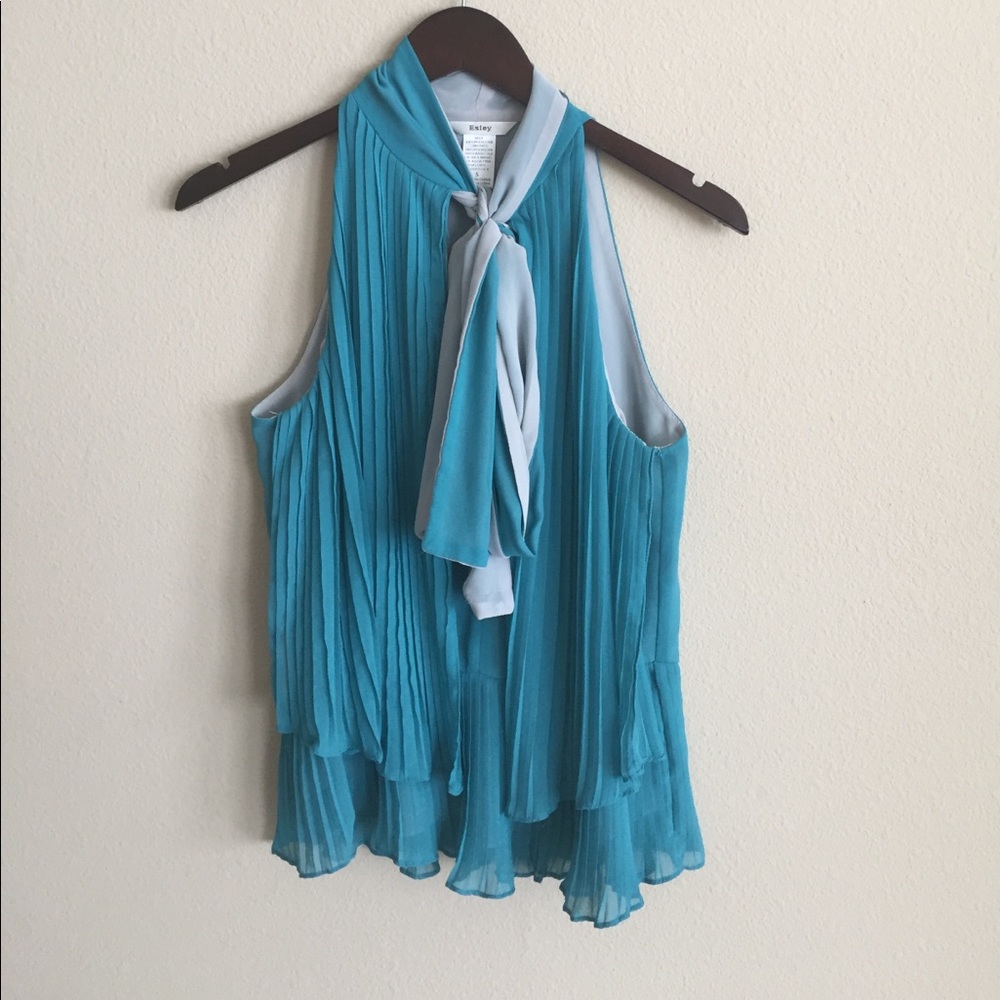 Esley Turqoise Bow Blouse