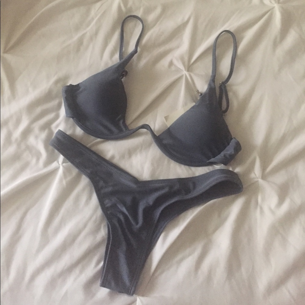 Grey Push Up Bikini