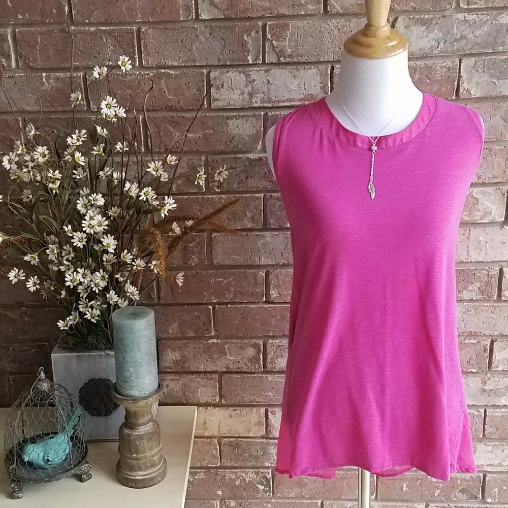 Pink High Low Sleeveless Top by Adrienne Vitadini