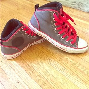Grey & Red Converse Sneakers