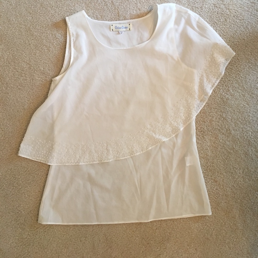 One Shoulder White Top