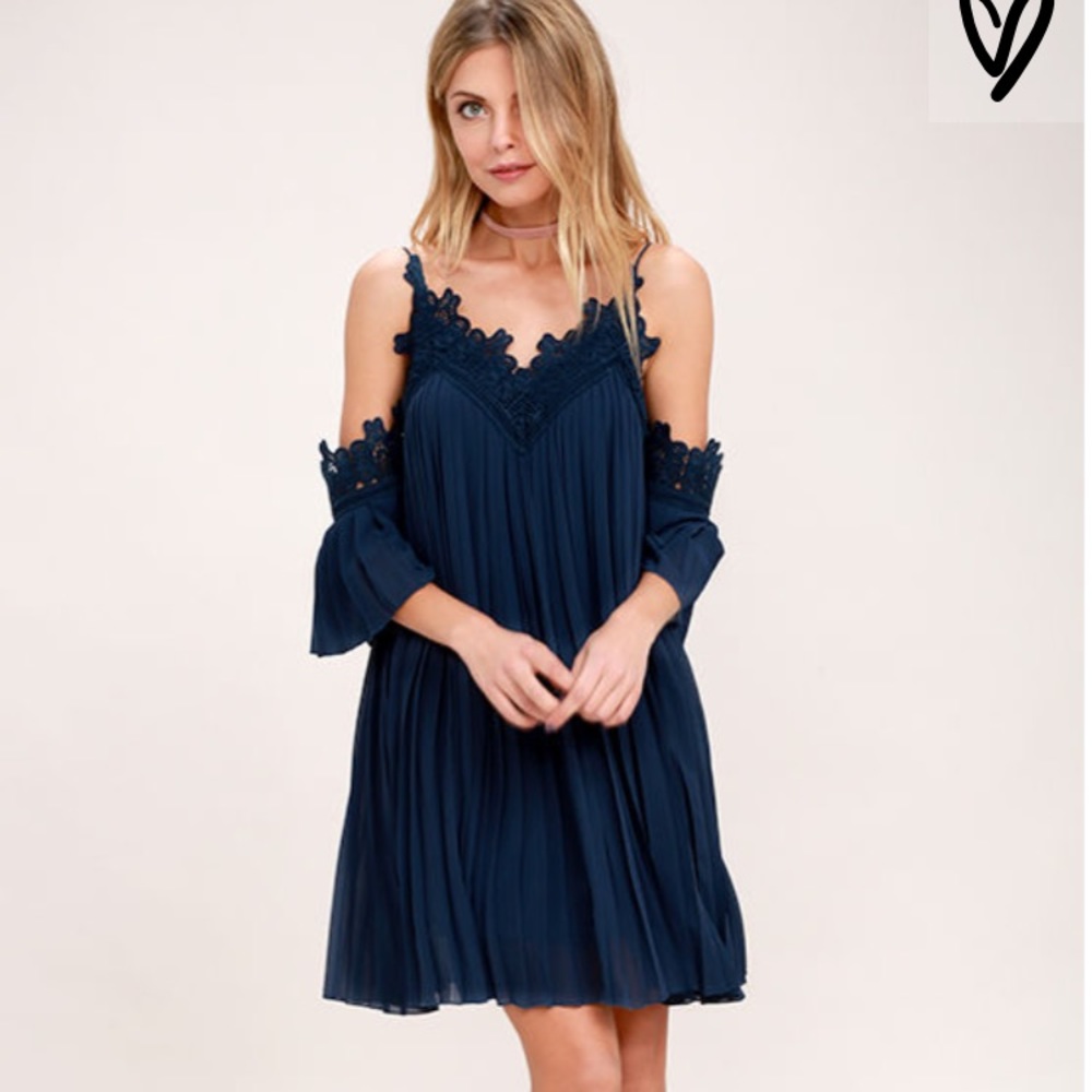 NWT Navy Blue Lulu's Off-The-Shoulder Dress