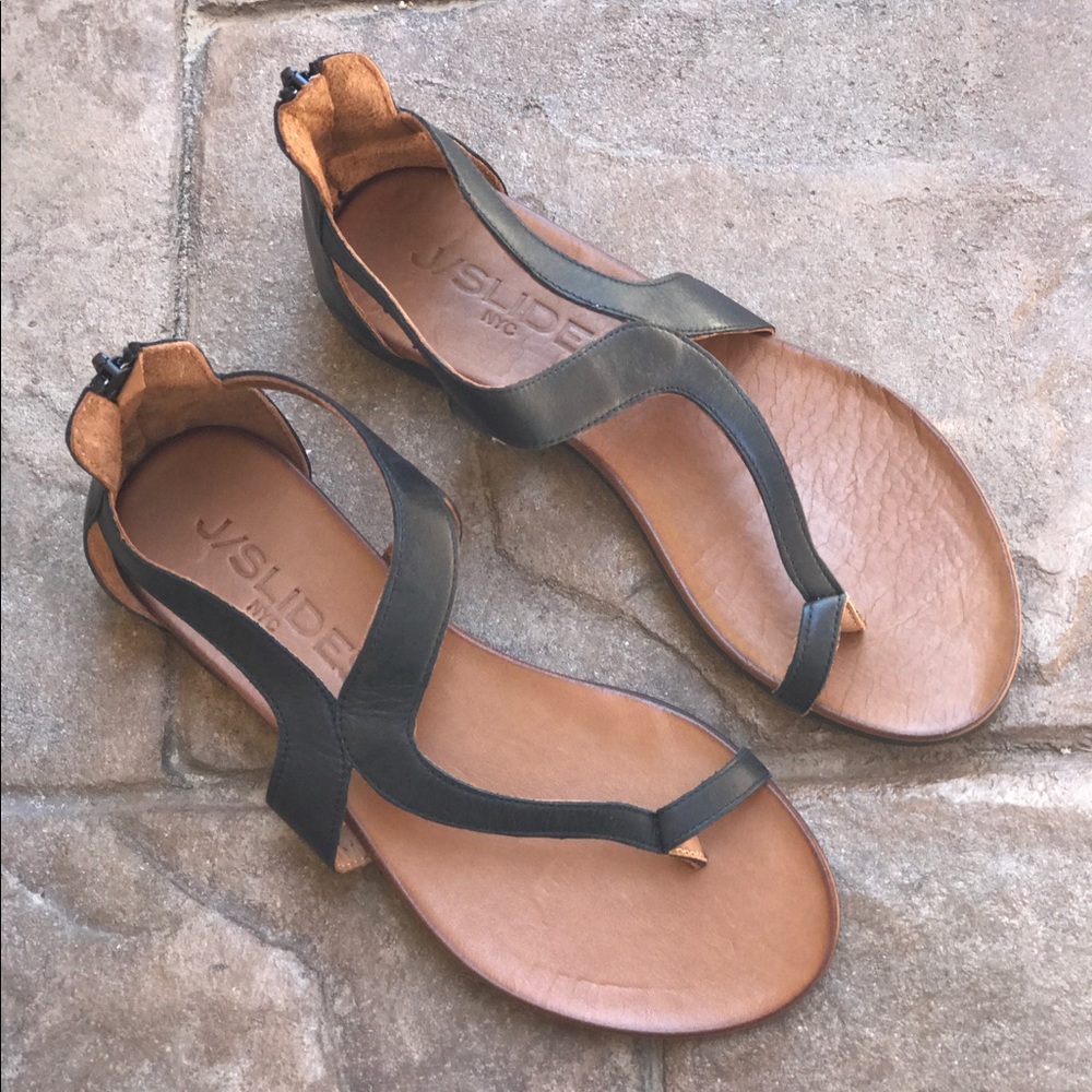 J Slides X Free People Distressed Leather Sandals - Picture 2 of 6