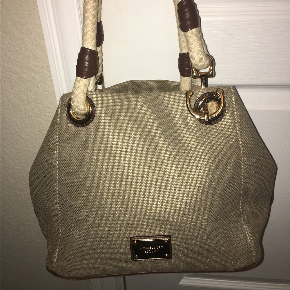 Authentic Michael Kors Gold Canvas Tote