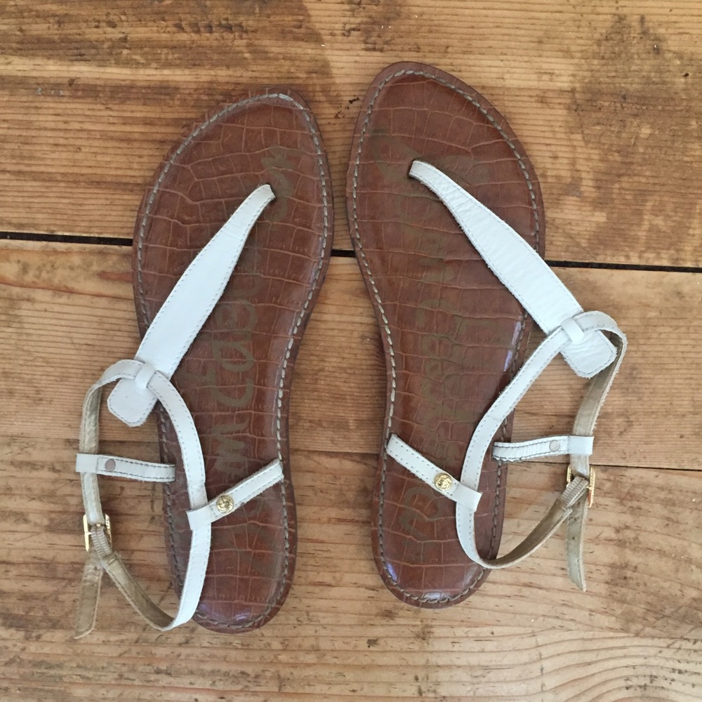 White T-Strap Sandals