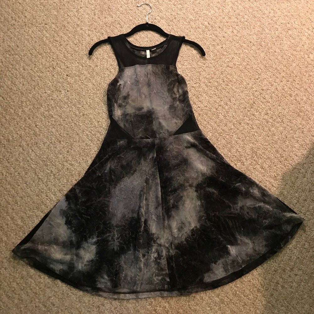 Nordstrom Black and Grey Velvet and Mesh dress