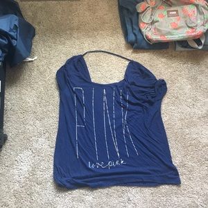 Blue LOVE PINK Shirt with cutout back