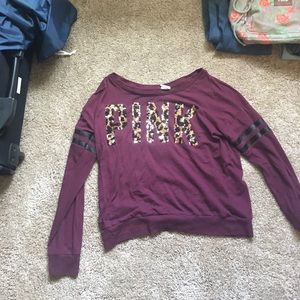 Maroon long sleeve PINK shirt