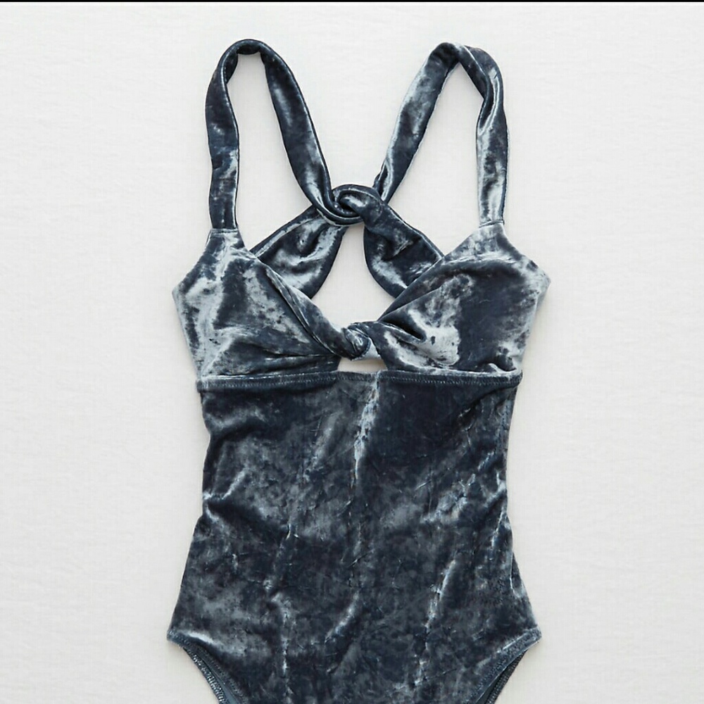Aerie Blue Velvet Bodysuit