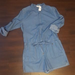 Loft denim romper NWT