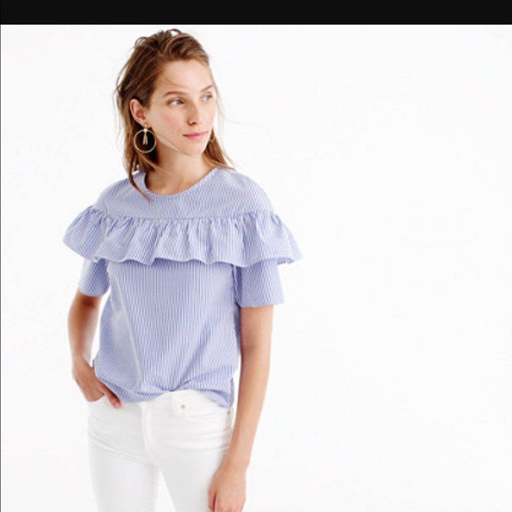 jcrew blue stripe edie top