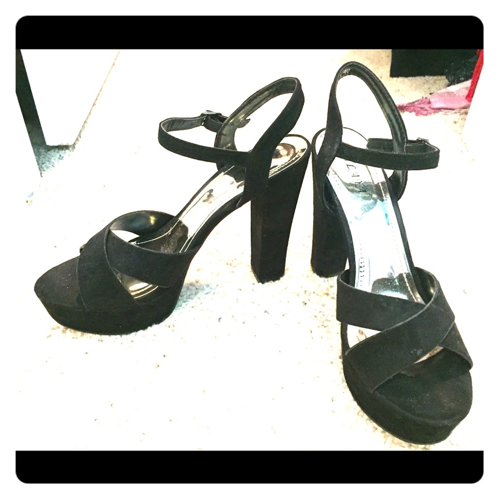 Black open toe high heels (US size 9)