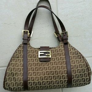 Fendi canvass monogram brown zucca tote satchel