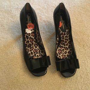 NWOT. Black peep toe heels