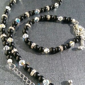 15in Porcelain & Sawraski Crystal Choker Set