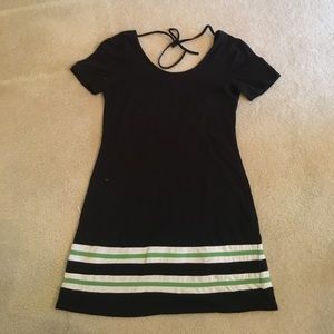 EUC. Black dress with white and green detail