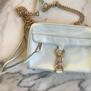 Light blue Rebecca Minkoff mini mac crossbody