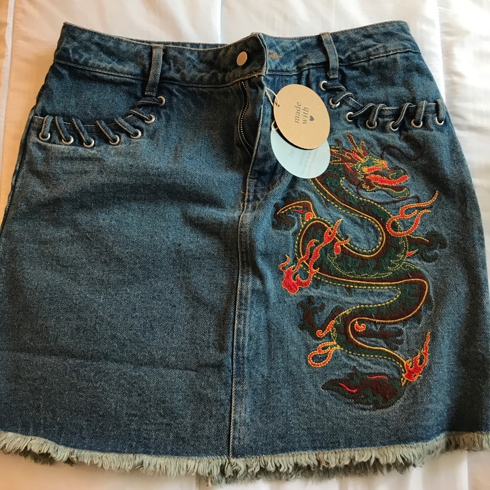 Dragon Denim Skirt