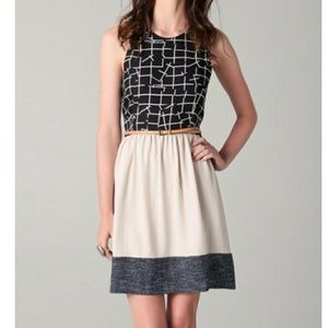 Designer Black and Cream Grid Print Summer Dress