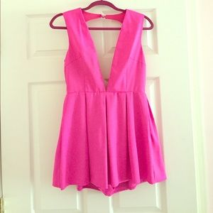 Hot Pink Deep V + Open Back Romper