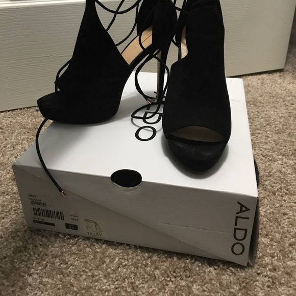 ALDO TIE UP PEEP TOE  high heel SANDALS - Picture 1 of 4