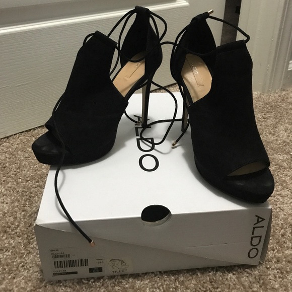 ALDO TIE UP PEEP TOE  high heel SANDALS - Picture 2 of 4