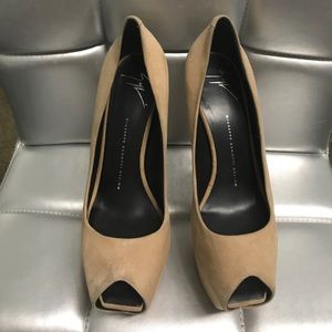 Suede Tan Platform Pumps