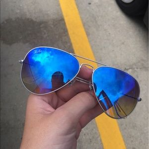 Blue tinted rayban aviators