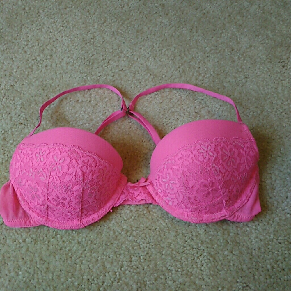 Gilly Hicks Bright Pink Lace Bra