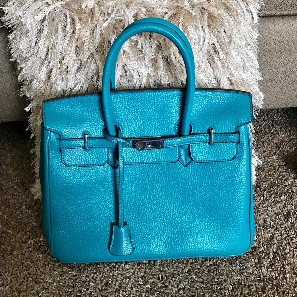 🌺 HERMES PARIS France Berkin purse Handbag teal