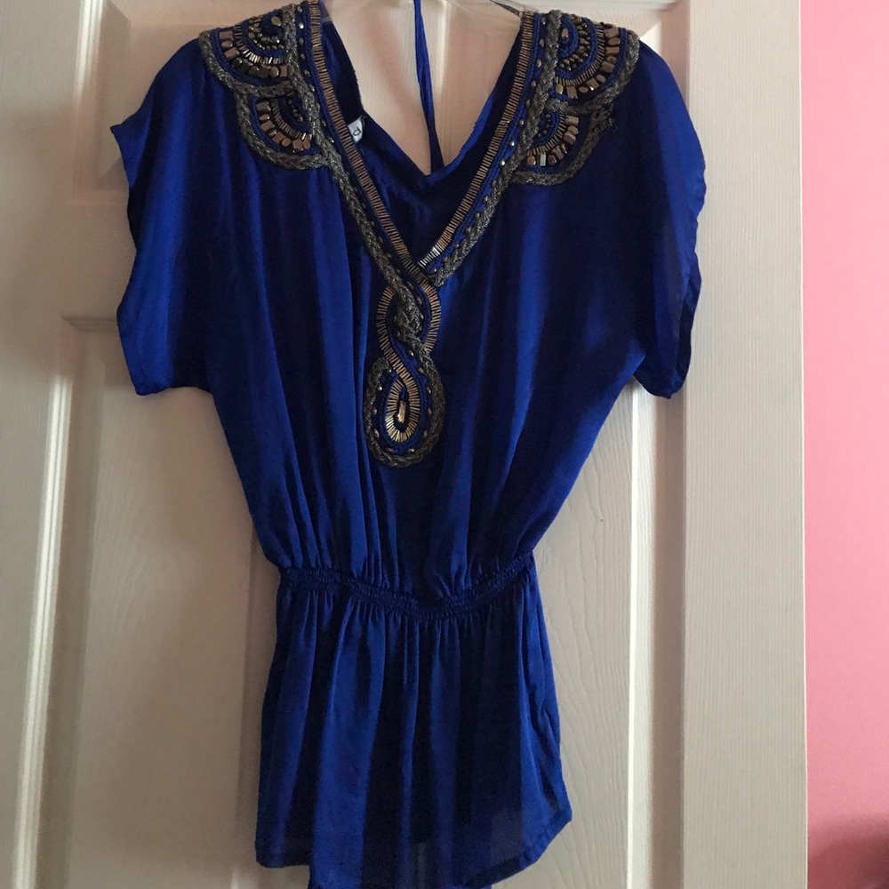 Bebe Blue silk shirt