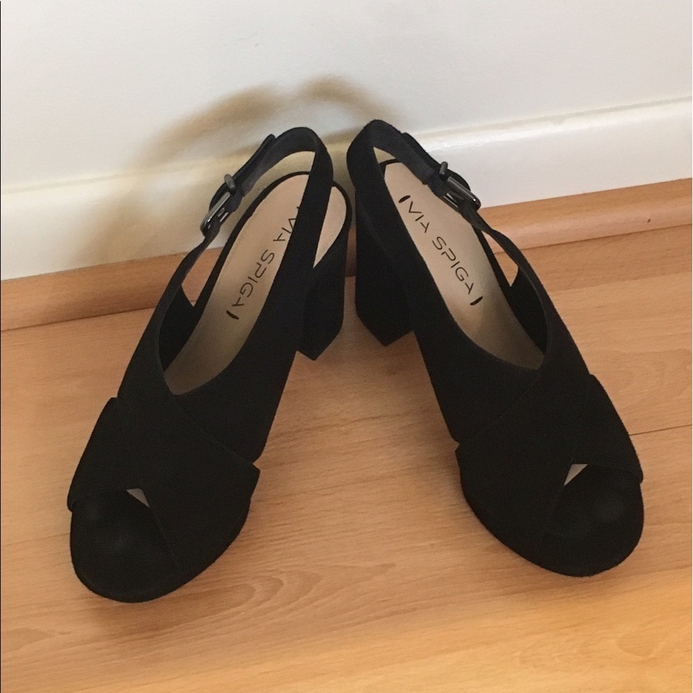 Via Spiga Suede Slingback Platform Block Heel 6.5M