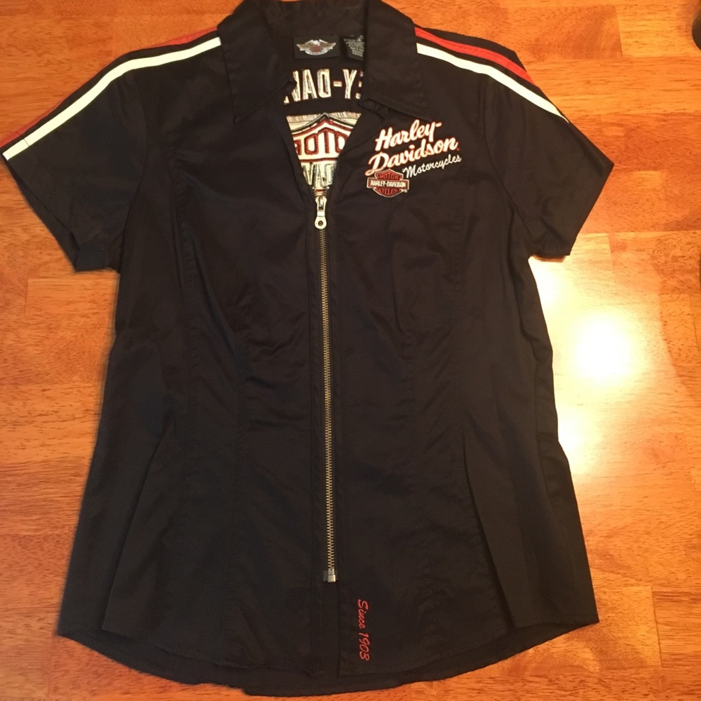 Women's Harley-Davidson short sleeved zip up shirt
