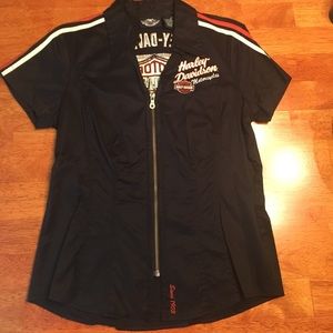 Women's Harley-Davidson short sleeved zip up shirt