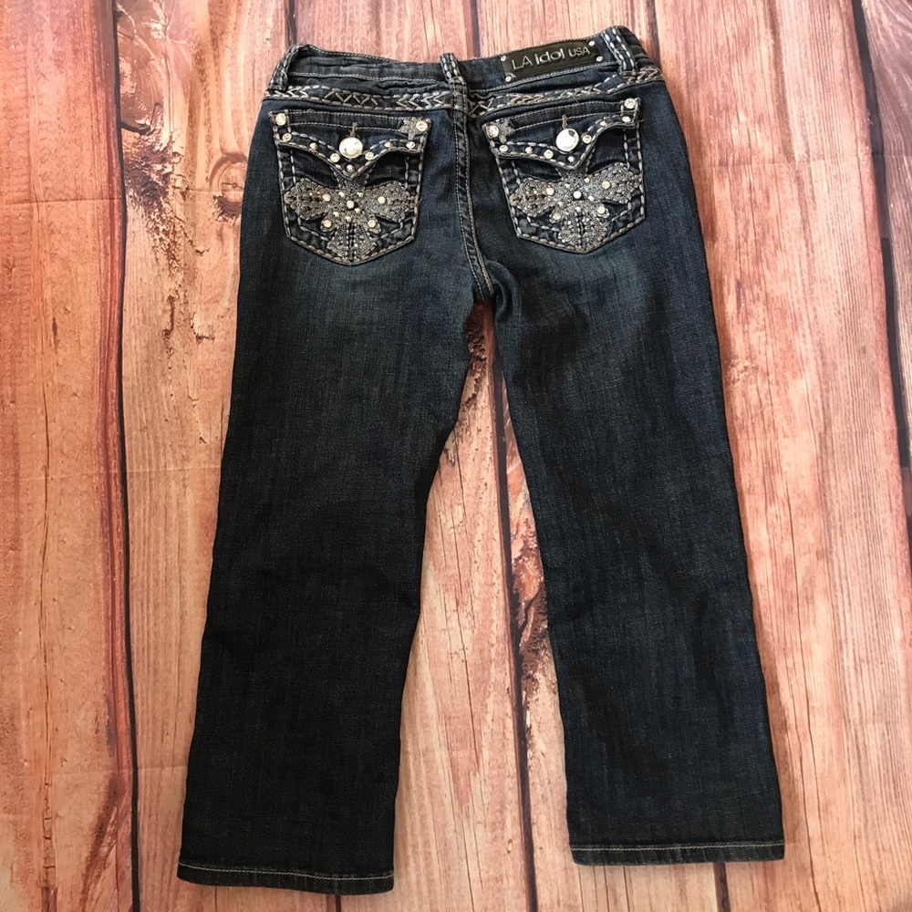 Embellished Denim Capri Cropped Jeans