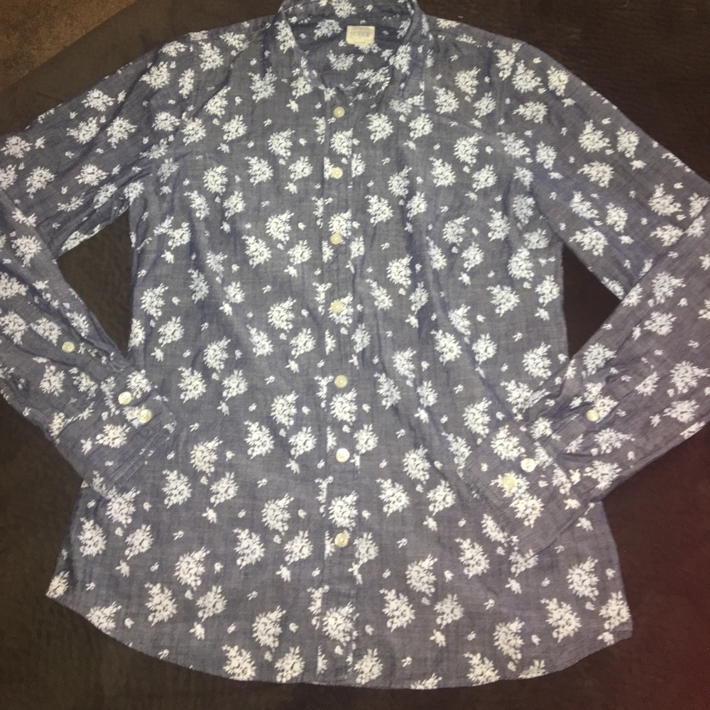 Denim floral button up