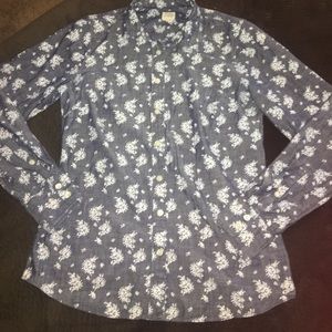 Denim floral button up