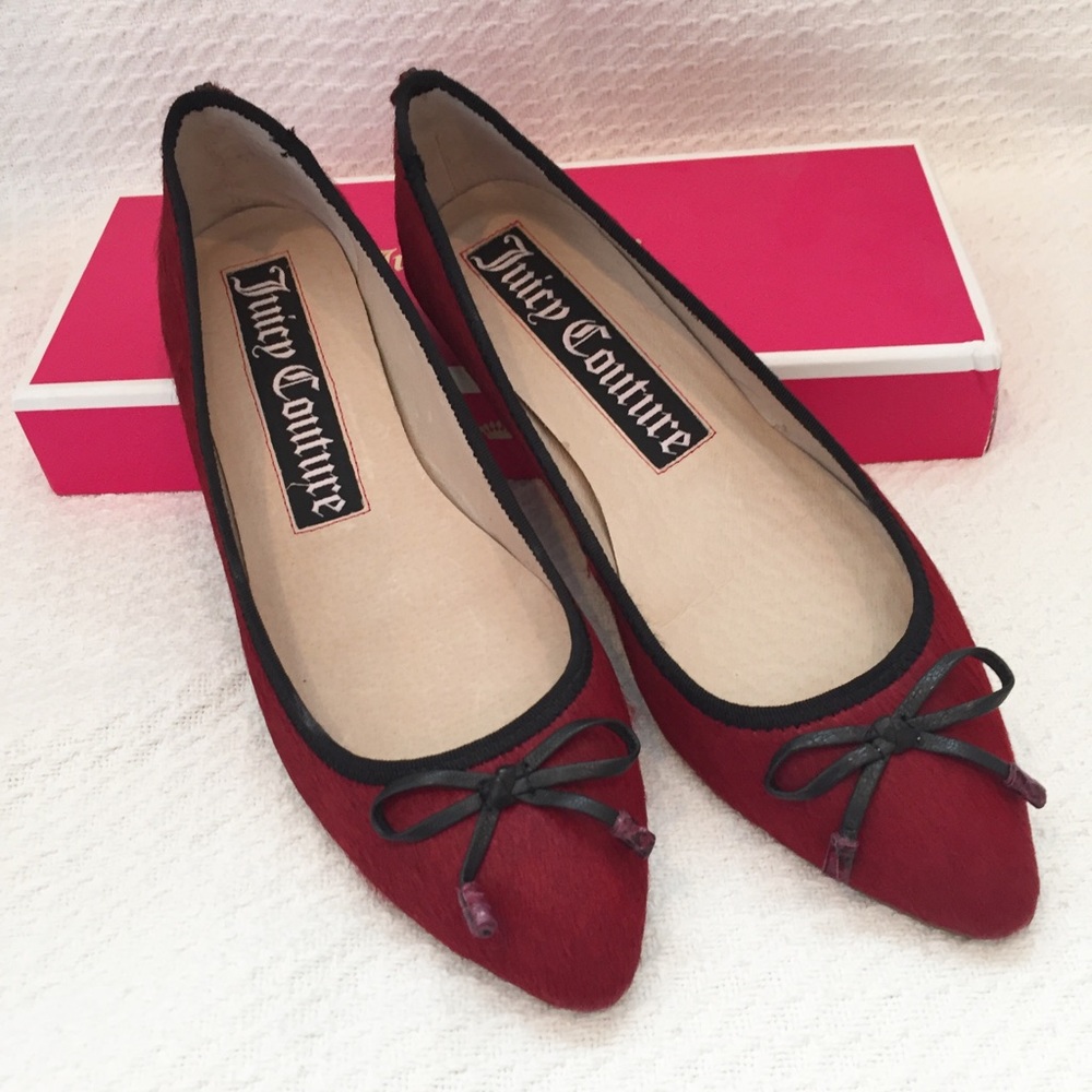 NEW Juicy Couture Flats - Red Calf Hair. Size 8.5.