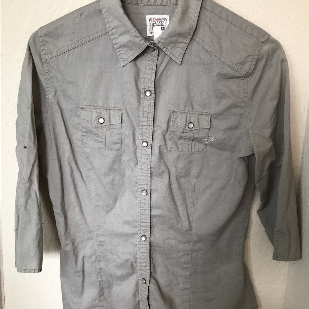 Fox snap down army green shirt