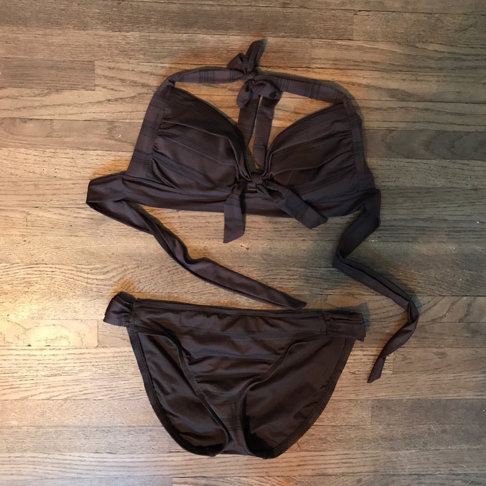 Brown tie bikini