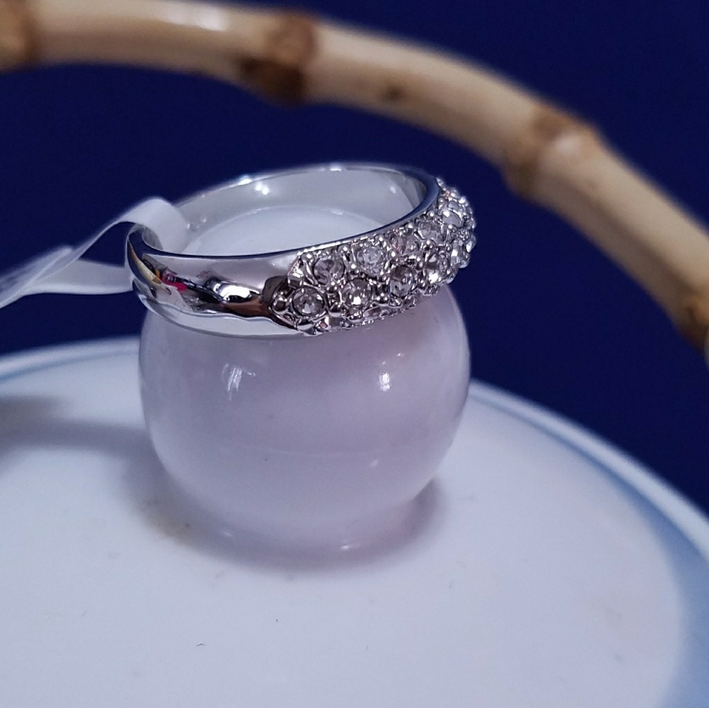 Lovers 18K silver plated ring with Crystal