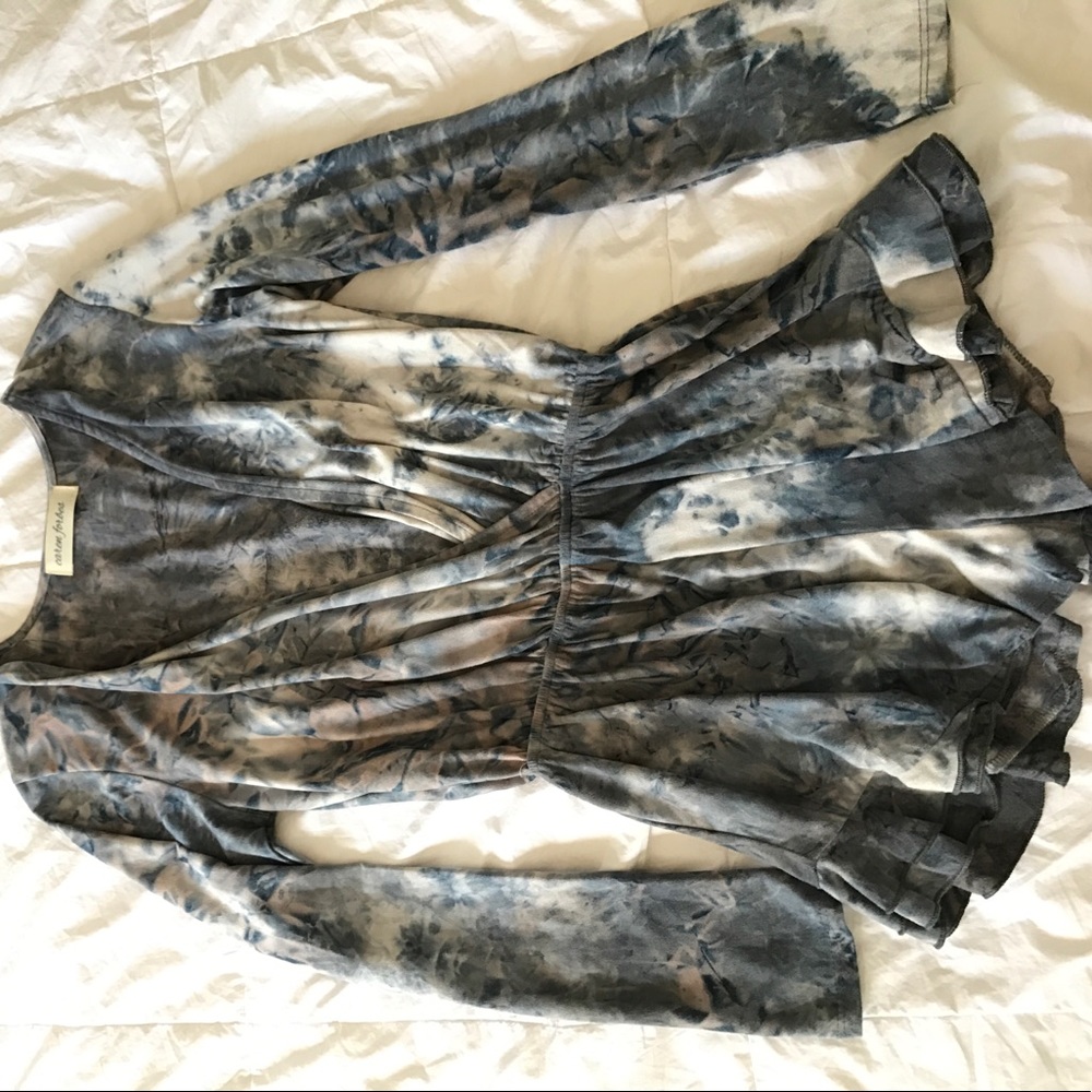 Suede long sleeve romper