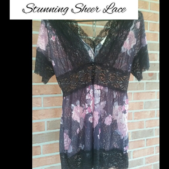 Boutique Tops - Stunning Sheer Lace Top! SOLD