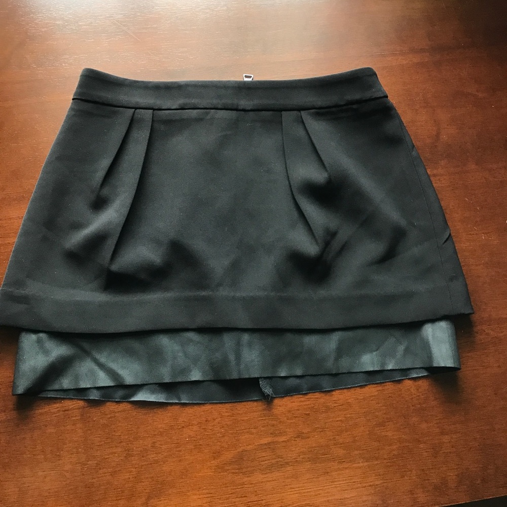 Express black mini shirt with leather trim