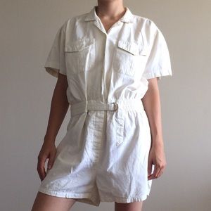 VINTAGE Short Coverall/Jumpsuit. Button up.