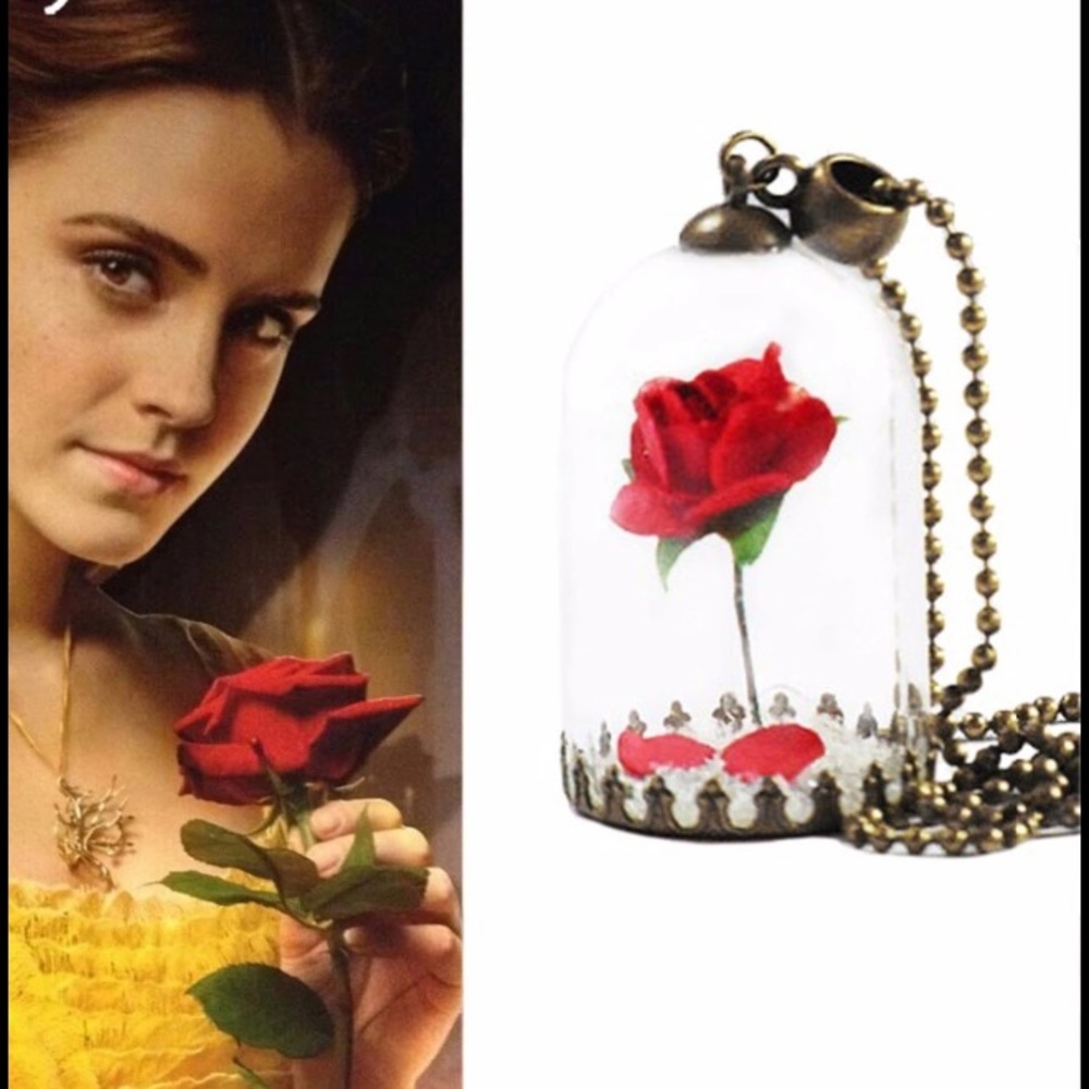 🌟NEW🌟 Beauty and the beast necklace Red rose
