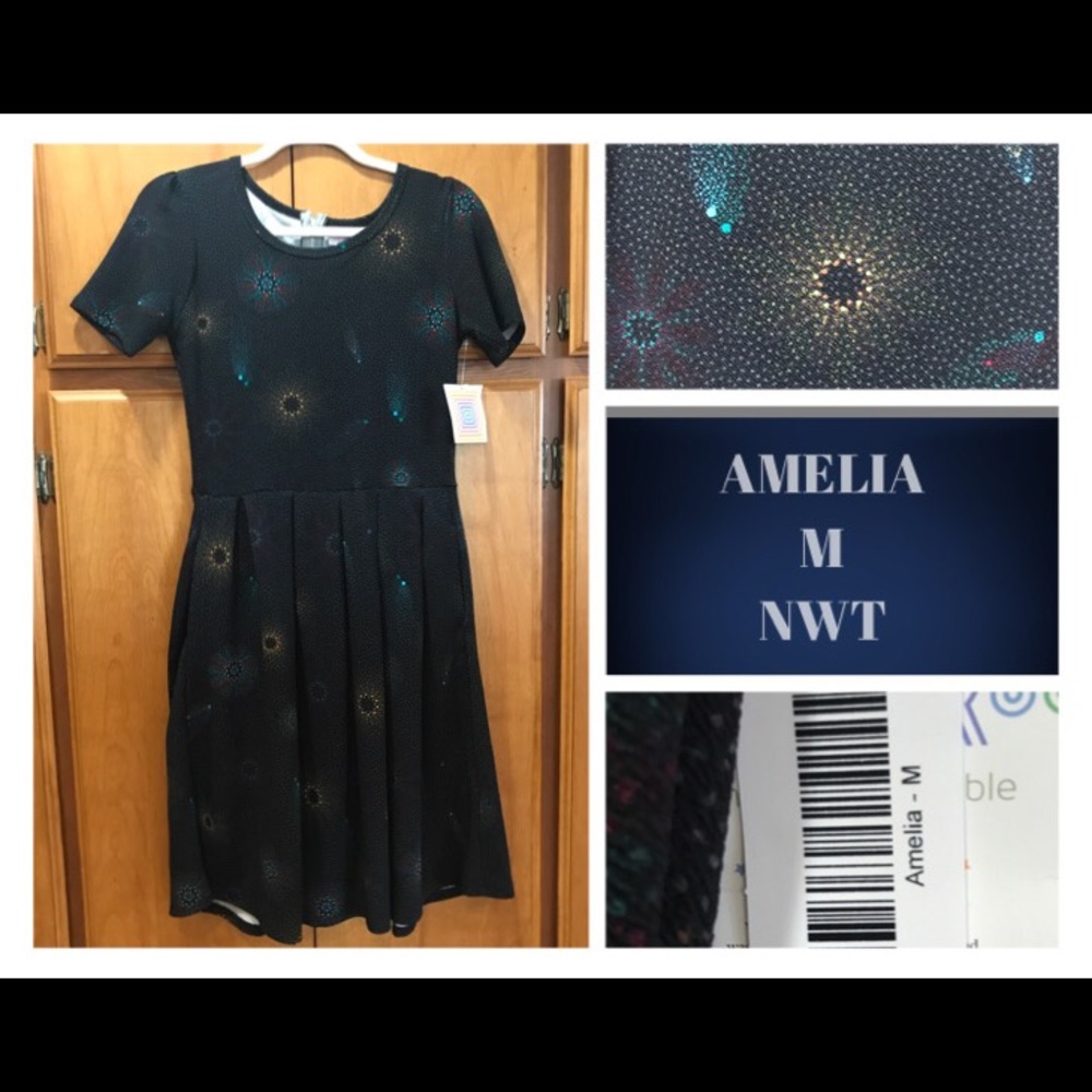 NWT Amazing LuLaRoe Medium Fireworks Amelia Dress