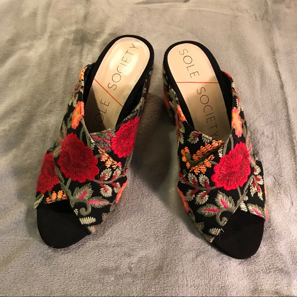 SOLE SOCIETY embroidered LUELLA mules.
