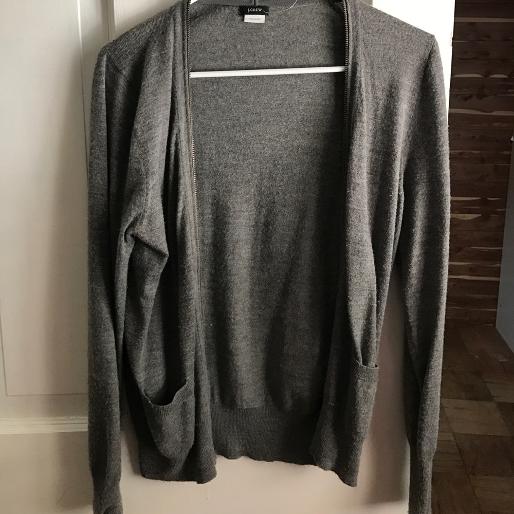 Light weight Wool J crew zip up cardigan