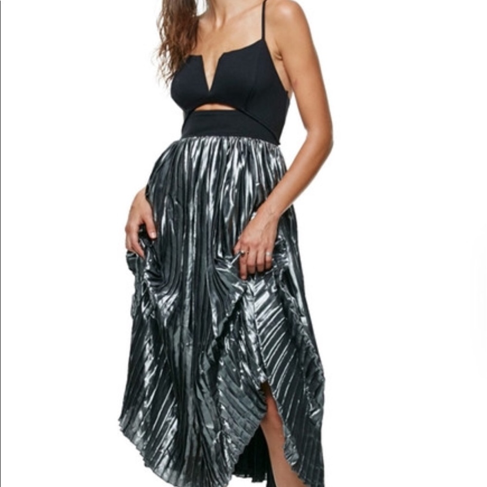 Free people black and silver midi dress